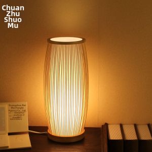 ZHUMUCHUANSHUO | Modern Simple Creative Japanese Zen Bamboo Weaving Table Lamp