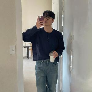 Áo Len Dệt Kim Cổ Henry Rộng Rãi Mùa Thu Đông Phong Cách Hàn Quốc Thoải Mái Cao Cấp Áo Len Cardigan Dài Tay Màu Trơn