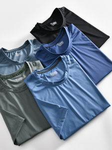 Smooth Elastic Quick Dry Breathable Summer Mens Solid Color Versatile Outdoor Sports Casual Short Sleeve T-Shirt