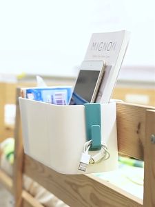Johor Seller |Bedside Plastic Storage Caddy with Removable Hook Hanging Basket Sundries Box