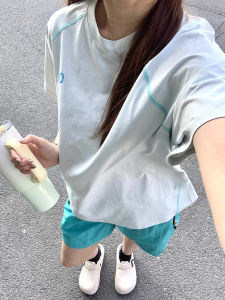 เสื้อยืดแขนสั้นผ้าโพลีเอสเตอร์แห้งเร็วสำหรับฤดูร้อนสำหรับผู้ชายและผู้หญิง ออกกำลังกายกลางแจ้ง วิ่ง ไนลอน ทรงหลวม ทรงปกติ