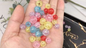 100pcs Mote Manik Pecah Retak Akrilik 6mm 8mm Bahan Ringan