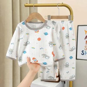 Cotton Kids Clothes Three Quart Sleeve Home Sleepwear Childrens Clothing Boy Girl Autumn Winter Tops Pants Suits Children Sets