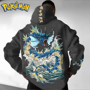 Pokémon 2025 Autumn/Winter Mens Hoodie Anime Gyarados Cool Print Loose Street Casual Daily Wear Japanese Original Jumper Top