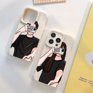 เหมาะสำหร คู่รัก CASE for iPhone 11 14 PRO รุ่นใหญ่ - สำหรับ iPhone 11 14 12 13 PRO MAX X XR XS MAX 7 8G SE2 SE3 7 8 Plus 12 13 MINI ป้องกันฝุ่นและป้องกันเถ้า วัสดุ TPU เปลือกนุ่ม กรณีโทรศัพท์มือถือ