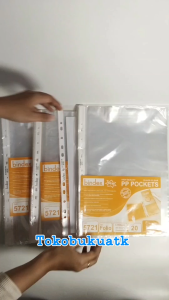 PP Pockets Bindex Ukuran F4 - PP Pocket Bambi [Folio/20 lembar] - Bahan PP Berkualitas Tinggi - Tidak Lengket - Kuat dan Tahan Lama - Aman untuk Lingkungan (Transparan)