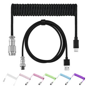USB Mechanical Keyboard Coiled Cable USB Type C Mechanical Keyboard Aviator Desktops Computer Aviation Connector Spring Cord 3m