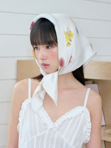 Khăn Choàng Lụa Mô Phỏng Rabn Kiểu Pháp Hoa Nhỏ Chụp Ảnh Phụ Kiện Thời Trang Nữ Khăn Choàng Tam Giác Nhỏ Khăn Trùm Đầu