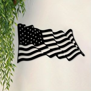 CIFbuy | CIFBUY Flag Line Art Metal Wall Decor Patriotic Sculpture Mural Durable Iron Living Room Bedroom Home Gift Plaque