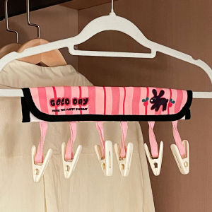 Foldable Portable Travel Dopaamine Cloth Hat Rack Storage Clip Hook Korean Style Plastic Clothes Hanger for Business Trip
