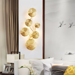 Nordic Gold Lotus Leaf LED Wall Light Retro Wall Lamp Stainless Steel Wall Sconce For Industrial Decor Indoor Lighting Fixtures