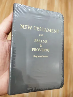 POCKET HOLY BIBLE KJV NEW TESTAMENT WITH PSALMS & PROVERBS FOR SOUL WINNING / HANDY / SMALL SIZE / RED LETTER / GOLD PRINT LEATHER COVER / ENGLISH / KING JAMES VERSION