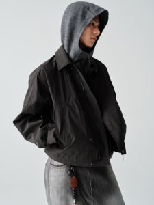 Mens Windproof Stand Collar Workwear Jacket Short Length
