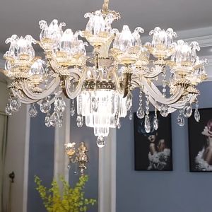 Lampu Gantung Kristal K9 3 Warna Mewah Ruang Makan Kamar Tidur Lampu Hotel Villa Zinc Alloy Lighting(Termasuk Bohlam E14)