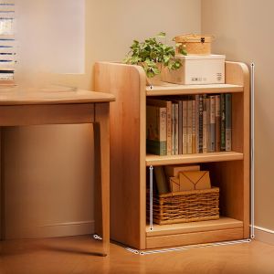 ตู้หนังสือทรงเรขาคณิตแบบไม้แท้ กันฝุ่น ติดผนัง ตู้หนังสือเด็กรอบมุม ประตูไม้ สไตล์ลำลอง ตู้หนังสือขนาดเล็ก