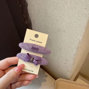 Elegant Purple Butterfly Knot Woolen Hair Clip Duckbill Side Clip Korean Style Sweet Fashion Hair Accessories