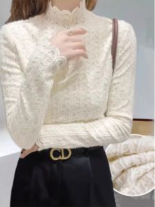 chaqi | เสื้อสเวตเตอร์คอกลมแขนยาวสไตล์เกาหลี อบอุ่น สง่างาม แฟชั่นฤดูใบไม้ร่วง/ฤดูหนาว เสื้อชั้นในแบบโปร่งใส เสื้อผ้าทำงาน