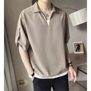 Mens Polo Shirt Summer Thin Short Sleeve Cool Feeling Simple Fashion Quick Dry High-End Feeling Top Shirt Loose Fit Youthful Popular