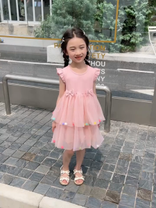 PRINCESS KESLI 1-7 Years Baby Girl Dress Ruffle Sleeve Mesh Lace Bow Birthday Party Newborn Baby Dress For Kids Girls Clothes