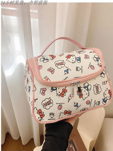 Large Capacity Portable HelloKitty Cosmetic Storage Box Cat Theme Oxford Cloth Skin Care Box Handbag Style Family Universal