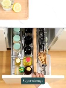 XTEN Stainless Pull Out Kitchen Cabinet Condiments Racks Organizer Seasoning Set Pull Out Tray Dish Cabinet Spice Rack