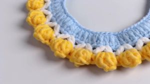 Handmade Crochet Pet Collar Adjustable Tie Soft Cotton Pet Neck Scarf for Cat Kitten Small Dog Puppy Daily and Party Costume