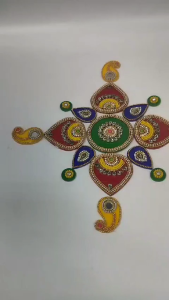 Traditional Reusable Handcrafted Rangoli Beautiful Festive Home Decor Acrylic Rangoli | Diwali Decoration with Studded Stones (Pack of 1)