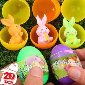 5/20PCS Fillable Easter Eggs Twisted Egg Blind Box Mini Rabbit Simulation Eggshell Kids Gift Easter Home Party DIY Decoration Supply