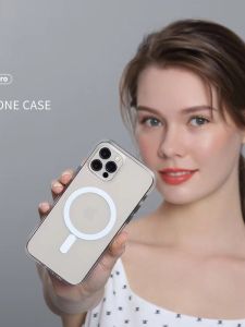 Blue Gorilla Compatible  17Promax Transparent Magnetic Shockproof Glitter Dustproof Protective Case IP15Pro Full Cover Large 15Plus Airbag Magsafe Simple Hard Back Cover