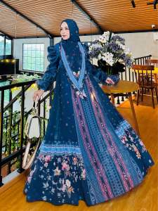 Lilly set syari by rhyn syari warna biru dongker