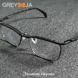 Grey Jack Frame Kacamata Titanium Ringan Style Bisnis Vintage Kokoh Fashion Bisa Minus Antiradiasi Blueray Bluecromic 11488