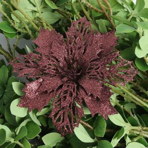 11cm Christmas Decoration Glitter Artificial Flower Xmas Tree Pendant for Home Decor Xmas Navidad New Year 2026 Ornament