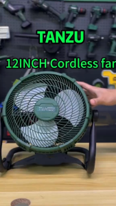 TANZU 12 Inch High-Speed Portable Lithium Battery Fan | Dual Battery & Plug-In Power | Emergency Power Cut Backup | 360° Adjustable Household Fan | 1-Year Warranty