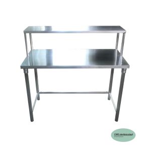CMS โต๊ะสแตนเลส ความหนา 1 มม. ขนาด 50*110 ซม. สูง 75 ซม. มีชั้นลอย วางของ คานล่าง
