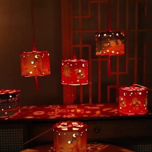 2025 Tanglung Bercahaya Tahun Baru Tanglung Pusing Pegang Tangan Kanak-kanak diy Kit Bahan Buatan Tangan Pasar Malam Gerai Tanglung