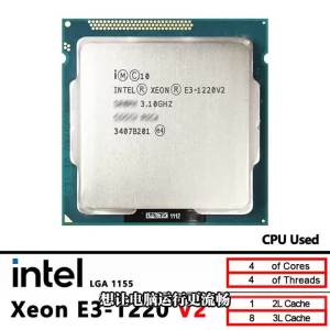 Intel | Intel Xeon E3 1220 V2 E3-1220V2 Used 3.1 GHz Quad-Core 8M 69W CPU processor LGA 1155