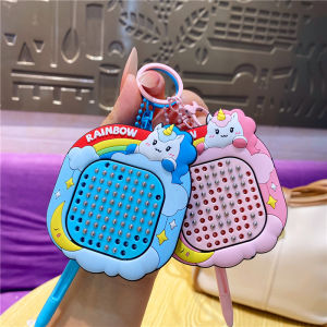 2025 New Rainbow Unicorn Fun Stress Relief Magnetic Absorption Steel Ball Drawing Board Keychain Toy Pendant Creative Gift