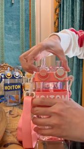 Student Cup: Cute Cup Large Capacity Sippy Cup Portable Children's Double Drink Cup Outdoor Cup