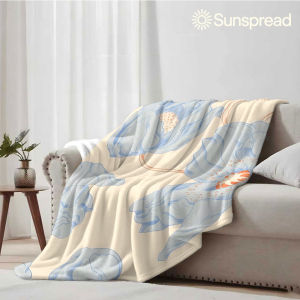 Beast Kingdom | beige blue poppy sketch Soft Warm Flannel Blanket Lightweight Cozy Christmas Halloween Home Decor Room