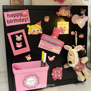 South Korea Ins Rose Pink Storage Box Refrigerator Sticker Decoration Magnetic Iron Locker Wire-Wrap Board Stylish Creative Magnet