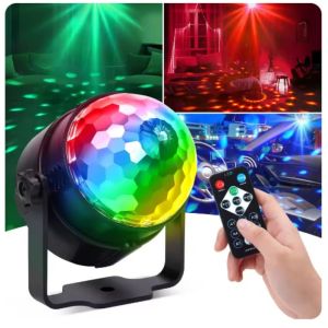 Sound Activated LED Stage Disco Light Rotating DJ Ball With Remote Control Color Party Atmosphere Lamp for Home KTV Bar Xmas