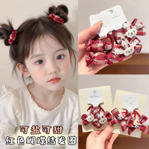 High Elasticity Red Butterfly Knot Hair Ties for Girls Childrens Sweet Princess Hair Accessories Baby Girls Hair Bands