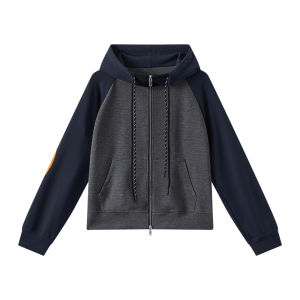 URLAZH | New American Vintage Color Block Raglan Hooded Casual Sports Jacket