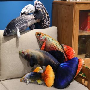 Lifelike Guppy Plush Toys Stuffed Soft Fish Doll Soft Guppy Pillow Plush Goldfish Cushion Cats Toys Home Decor