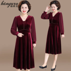 ชุดแต่งงานฤดูใบไม้ร่วงใหม่ 2025 ชุดเดรสยาวคลุมเข่าทรงเอเข้ารูปสำหรับคุณแม่เจ้าสาววัยกลางคนและผู้สูงอายุ กระโปรงยาวคลุมเข่า