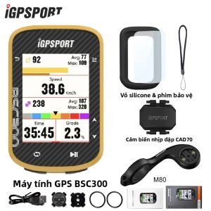 Máy Tính Xe Đạp iGPSPORT Bsc300 Màu Vàng Phiên Bản Mới Màn Hình Màu GPS Cảm Biến Tốc Độ Và Cadence Bản Đồ Toàn Cầu Chống Nước IPX7