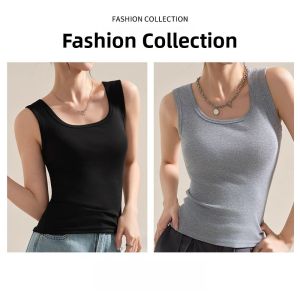 MiiOW | Cat Lady Gentle Milk Apricot Thread Strap Vest Women Inner Wide Shoulder Cover Side Breast Prevent Exposure Slim Fit Base T-Shirt