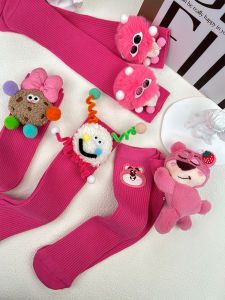 ถุงเท้าหมีสตรอเบอร์รี่สําหรับเด็กผู้หญิง ถุงเท้าถึงกลางน่อง โดปามีนสีชมพู สีแดง น่ารัก การ์ตูน ถุงเท้าตุ๊กตาเด็ก เลกกิ้ง ถุงเท้าทุกฤดูกาล