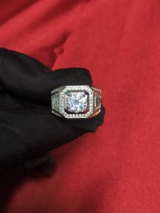 Diamcity (Free Gra Certificate) Cincin Pria 2 Karat Moissanite Cincin 925 Perak