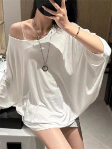 Korean Style Thin Batwing Sleeve Sun Protection Cover up Womens Summer Trendy Loose Fit T-Shirt round Neck Long Sleeve Top